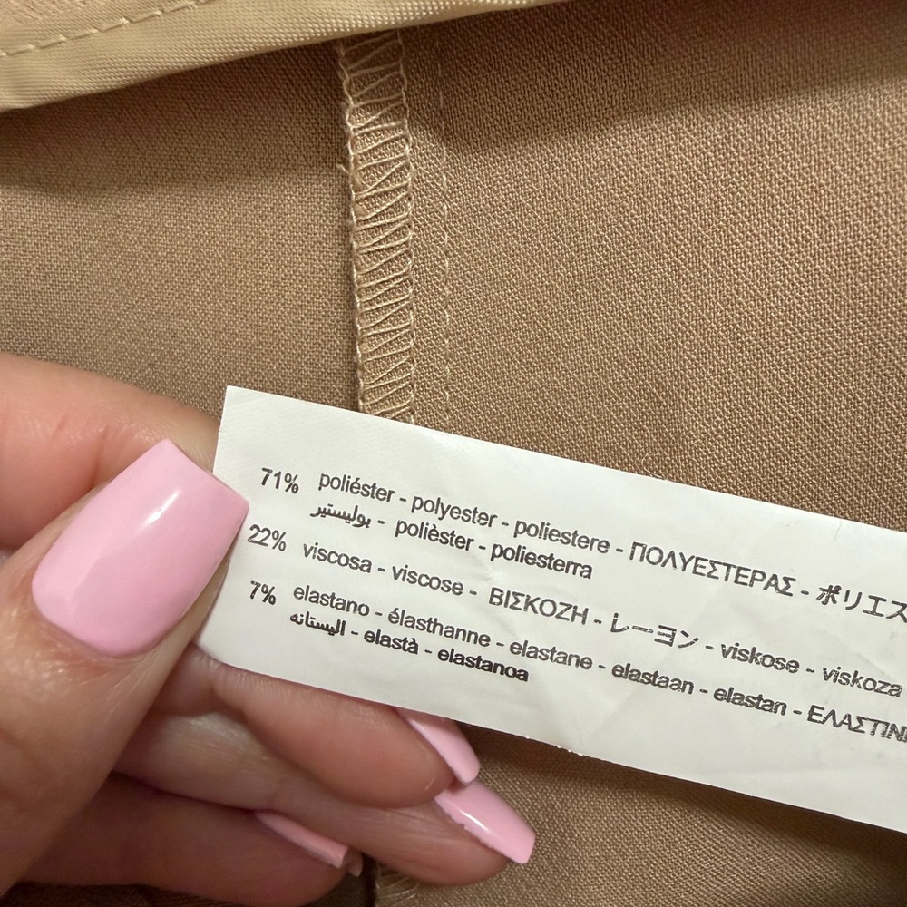 Zara Camel High-Waist Straight Trousers - Picture 4 of 4